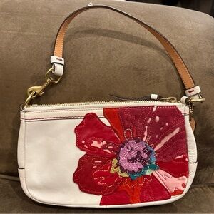 Coach 9291 Leather Red Flower Small Shoulder Handbag